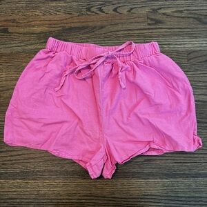Anthropologie Rahi pink linen drawstring shorts size small
